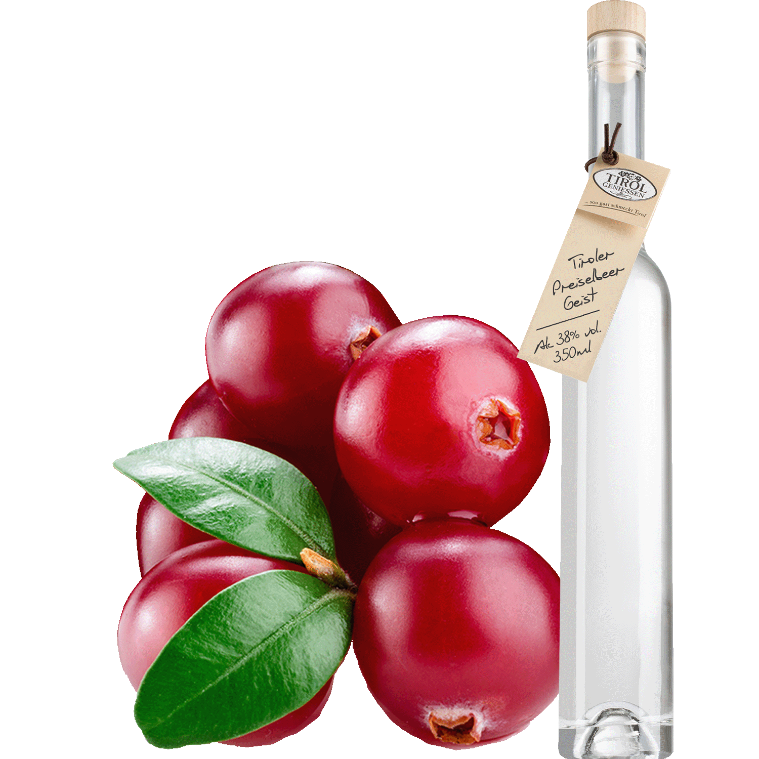 Lingonberry Spirit in gift bottle from Austria from Tirol Geniessen