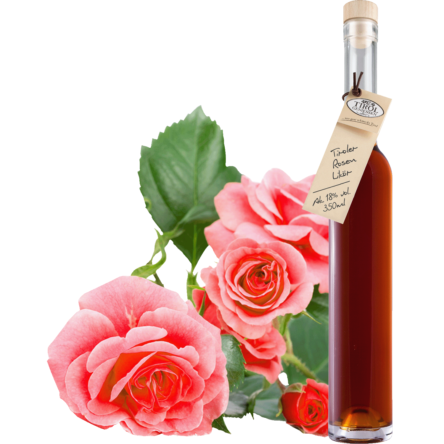 Rose Liqueur in gift bottle from Austria from Tirol Geniessen