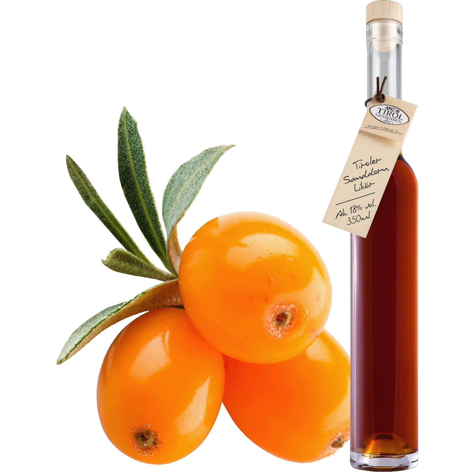 Sea Buckthorn Liqueur in gift bottle from Austria from Tirol Geniessen