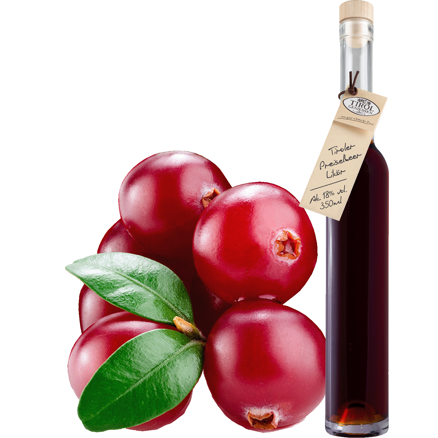 Lingonberry Liqueur in gift bottle from Austria from Tirol Geniessen