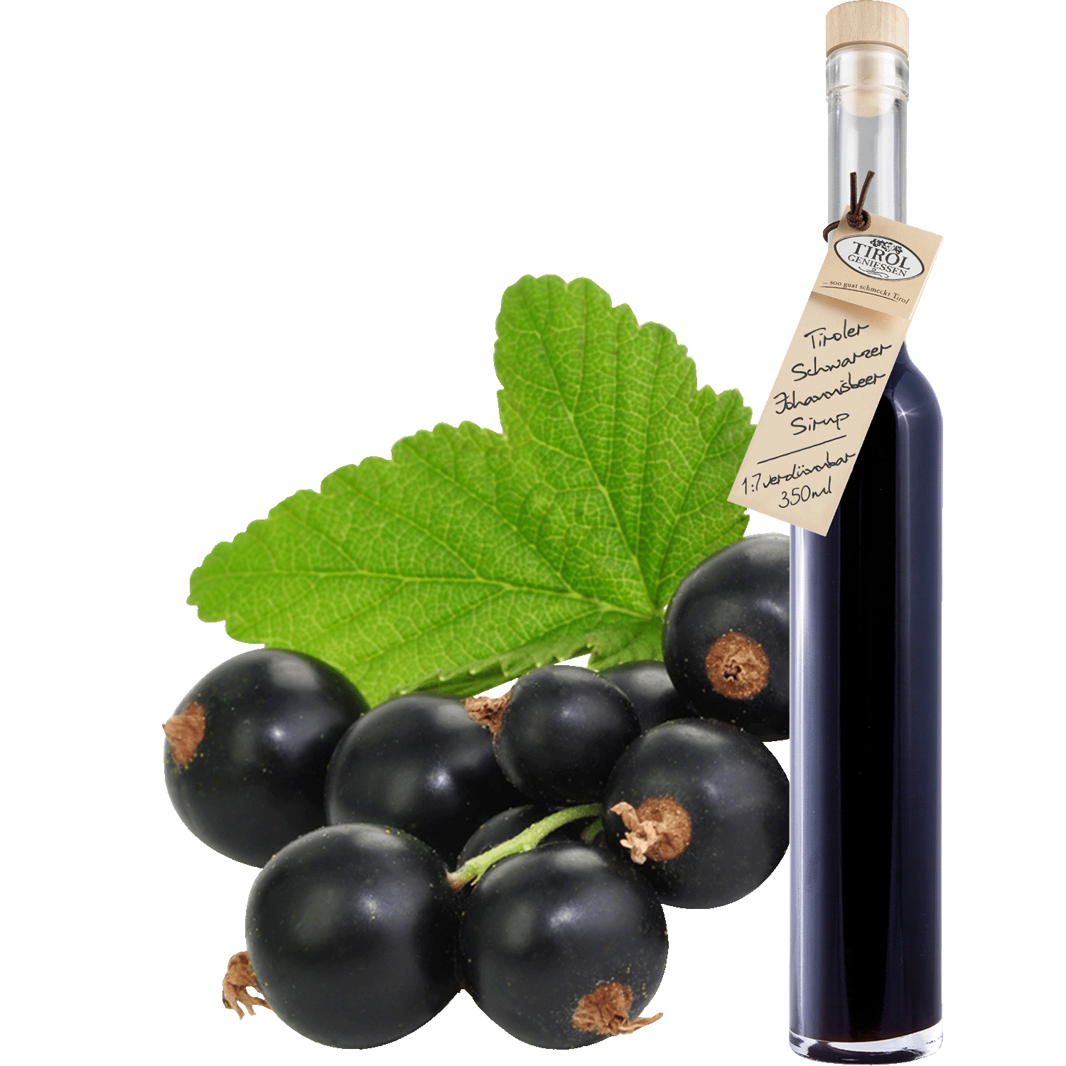 Black Currant Syrup in gift bottle from Austria from Tirol Geniessen