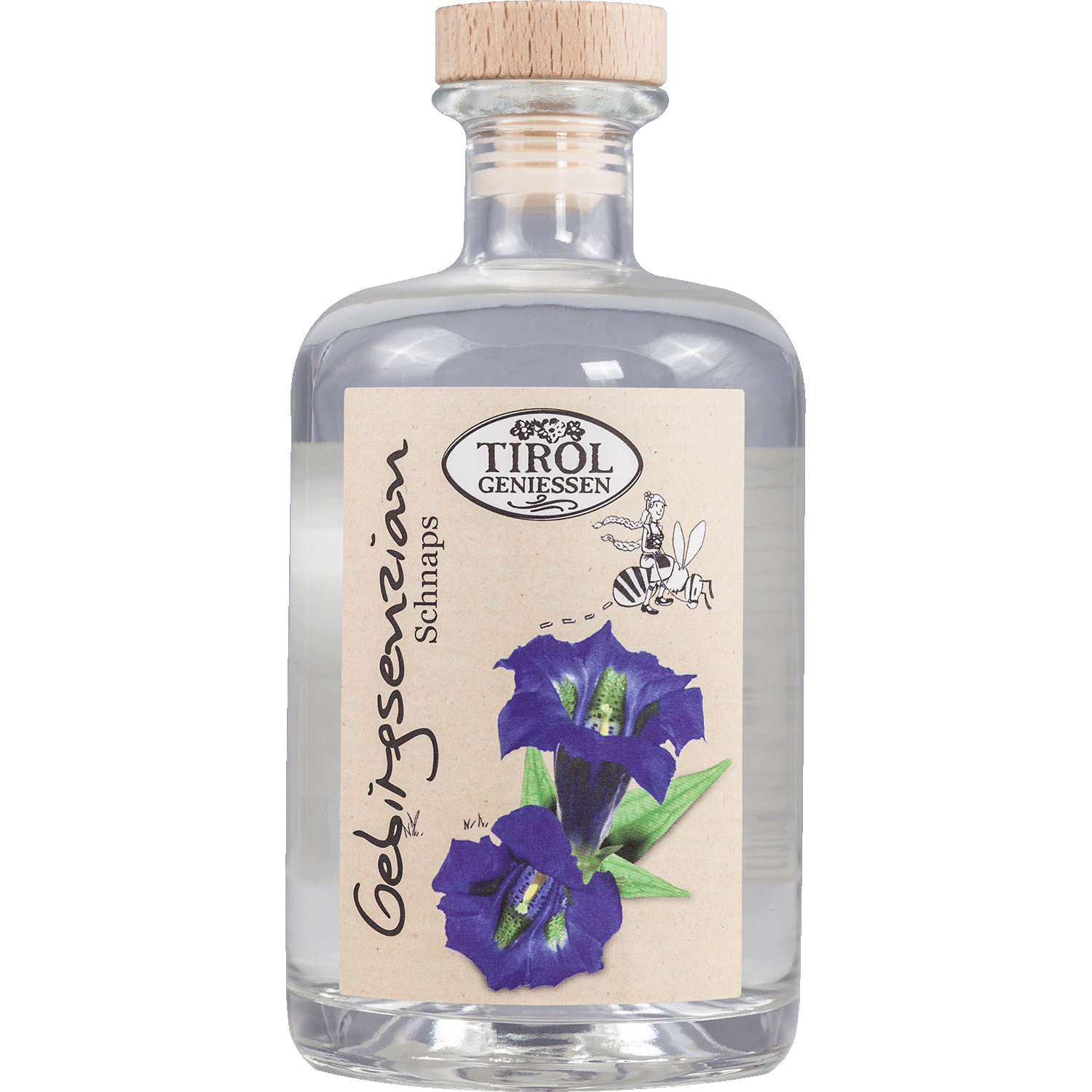 Tyrolean Gentian Schnapps in gift bottle from Austria from Tirol Geniessen