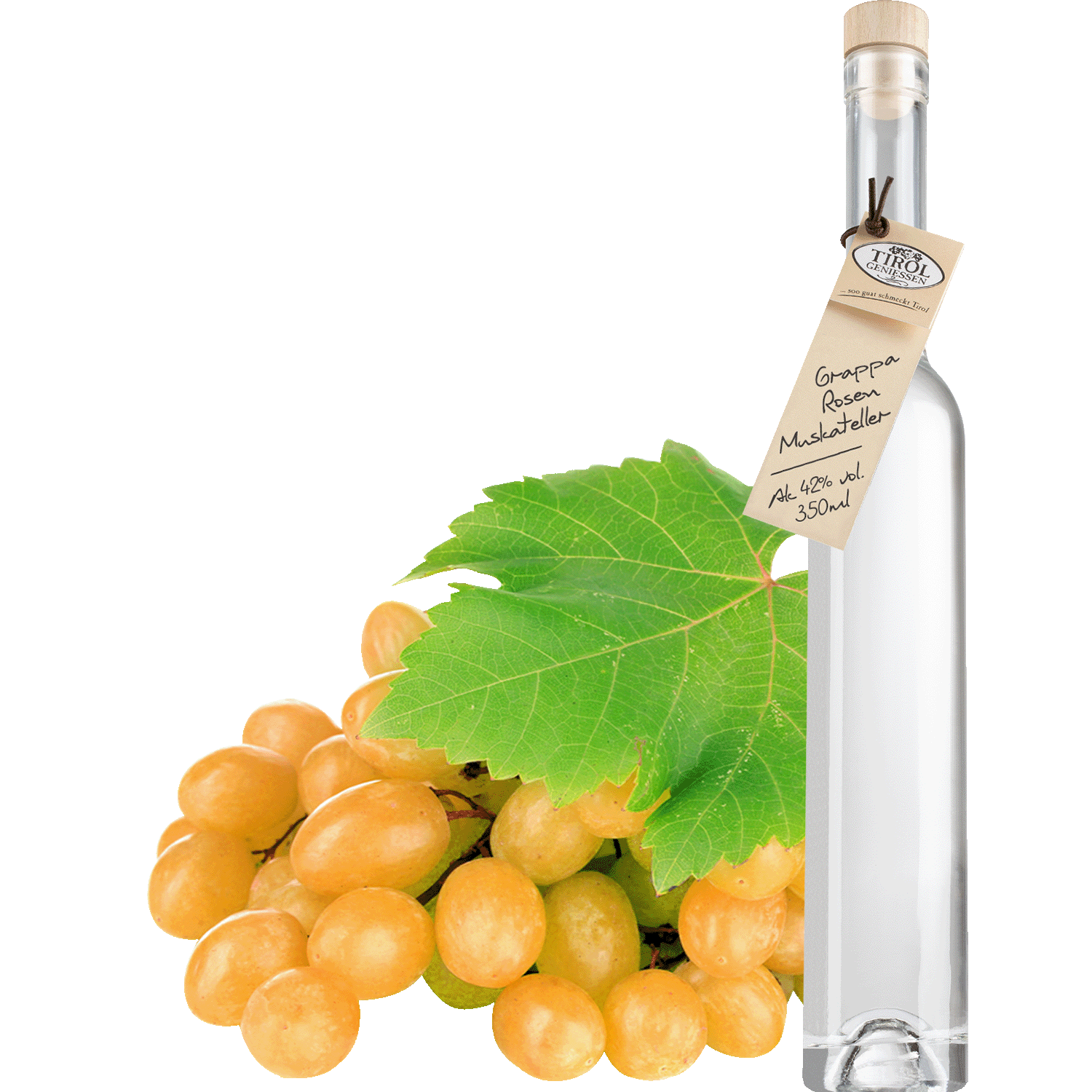 Grappa Rosenmuskateller in gift bottle from South Tyrol from Tirol Geniessen