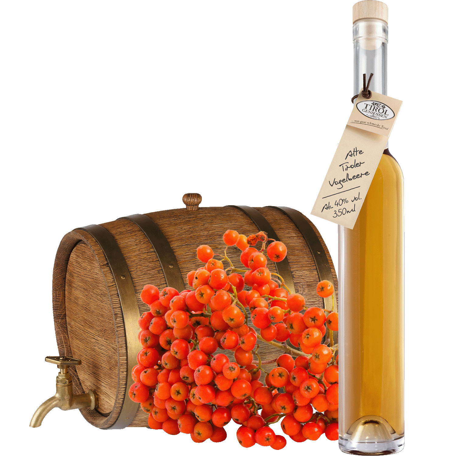 Old Rowan Berry Spirit in gift bottle from Austria from Tirol Geniessen