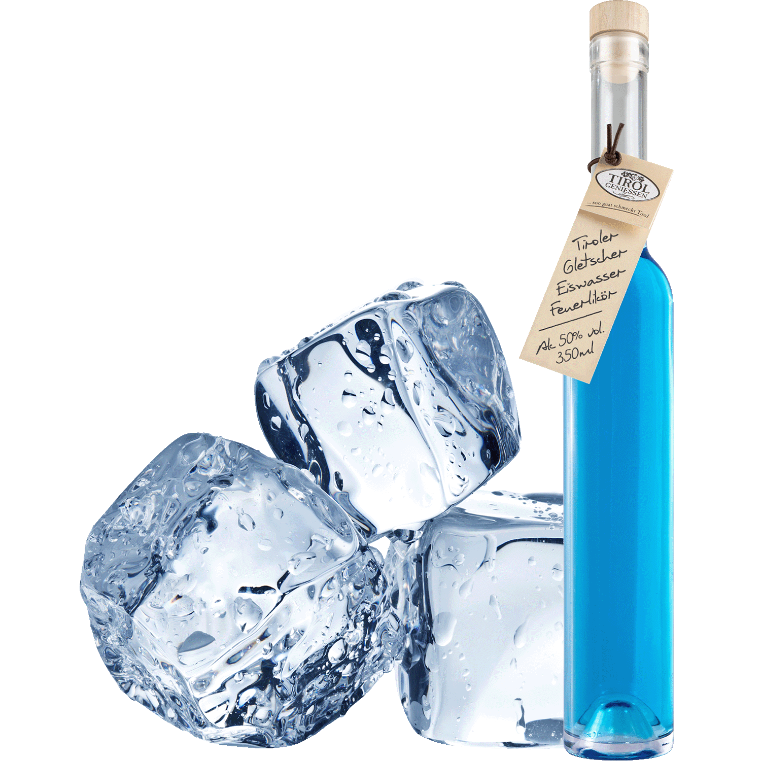 Gletscher Eiswasser Feuerlikör in Geschenkflasche aus Österreich von Tirol Geniessen