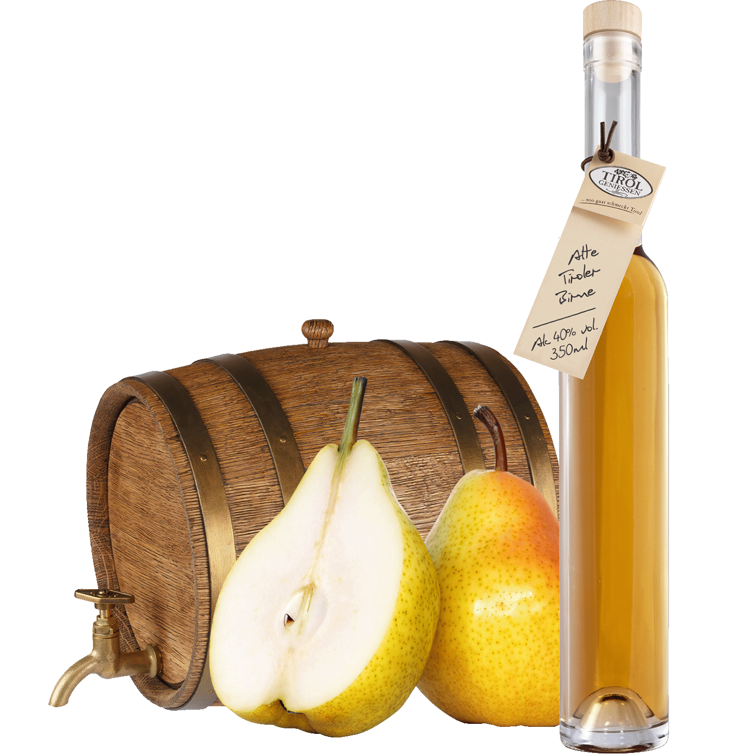 Old Williams Pear Spirit in gift bottle from Austria from Tirol Geniessen