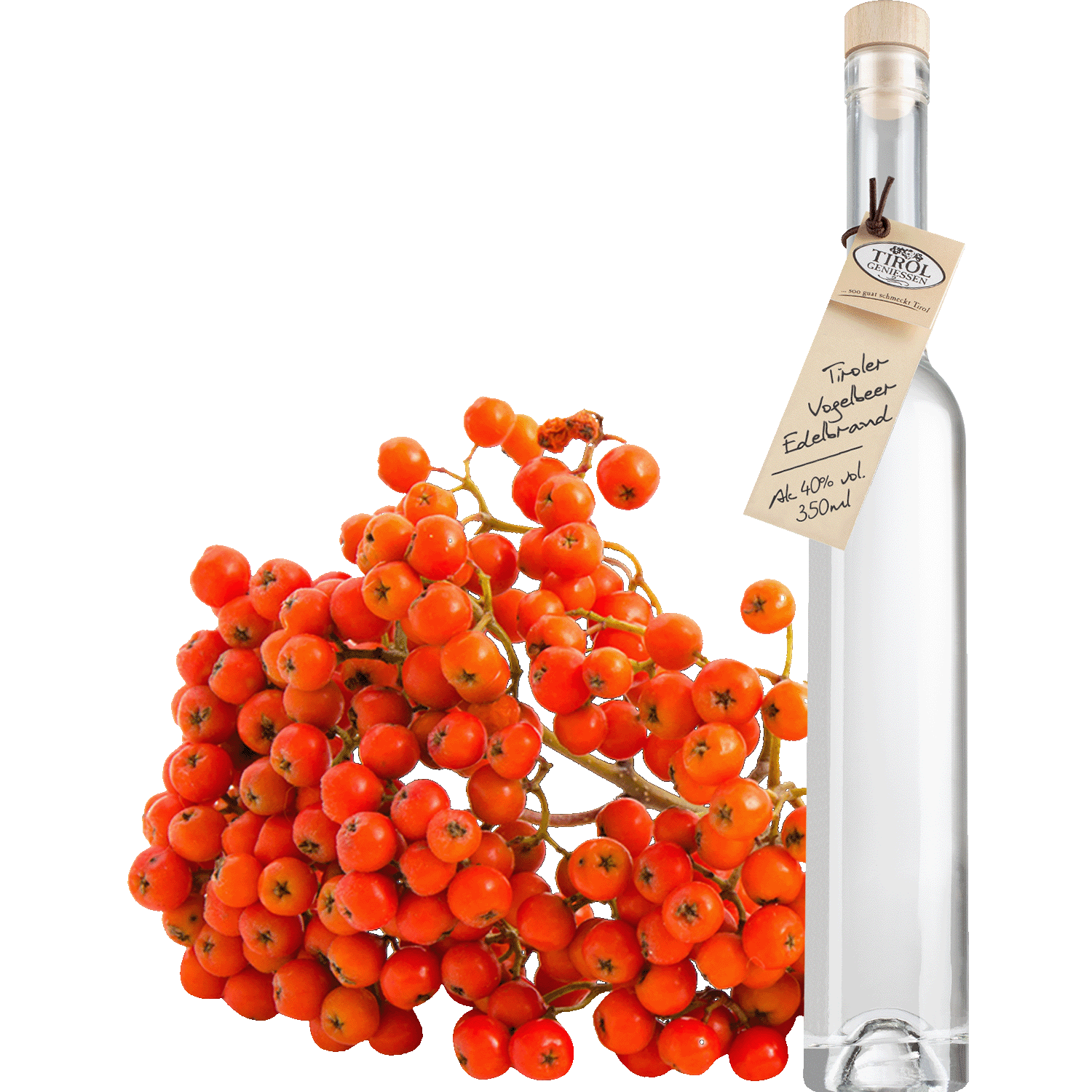 Rowan Berry Brandy in gift bottle from Austria from Tirol Geniessen